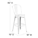 White |#| 30inch High Distressed White Metal Indoor-Outdoor Barstool with Back