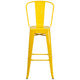 Yellow |#| 30inch High Yellow Metal Indoor-Outdoor Barstool with Back - Kitchen Furniture