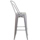 Silver |#| 30inch High Silver Metal Indoor-Outdoor Barstool with Back - Kitchen Furniture