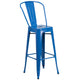 Blue |#| 30inch High Blue Metal Indoor-Outdoor Barstool with Back - Kitchen Furniture