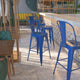 Blue |#| 30inch High Blue Metal Indoor-Outdoor Barstool with Back - Kitchen Furniture