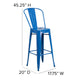 Blue |#| 30inch High Blue Metal Indoor-Outdoor Barstool with Back - Kitchen Furniture