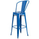 Blue |#| 30inch High Blue Metal Indoor-Outdoor Barstool with Back - Kitchen Furniture