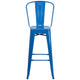 Blue |#| 30inch High Blue Metal Indoor-Outdoor Barstool with Back - Kitchen Furniture