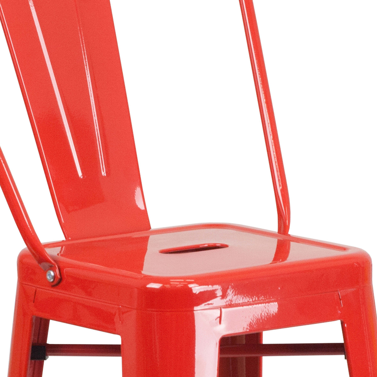 Red |#| 30inch High Red Metal Indoor-Outdoor Barstool with Back - Kitchen Furniture