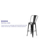 Black |#| 30inch High Black Metal Indoor-Outdoor Barstool with Back - Kitchen Furniture