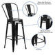 Black |#| 30inch High Black Metal Indoor-Outdoor Barstool with Back - Kitchen Furniture