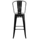 Black |#| 30inch High Black Metal Indoor-Outdoor Barstool with Back - Kitchen Furniture