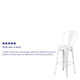 White |#| 30inch High White Metal Indoor-Outdoor Barstool with Back - Kitchen Furniture