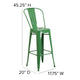 Green |#| 30inch High Green Metal Indoor-Outdoor Barstool with Back - Kitchen Furniture