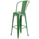 Green |#| 30inch High Green Metal Indoor-Outdoor Barstool with Back - Kitchen Furniture