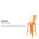 Orange |#| 30inch High Orange Metal Indoor-Outdoor Barstool with Back - Kitchen Furniture