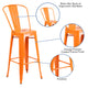 Orange |#| 30inch High Orange Metal Indoor-Outdoor Barstool with Back - Kitchen Furniture