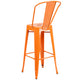 Orange |#| 30inch High Orange Metal Indoor-Outdoor Barstool with Back - Kitchen Furniture