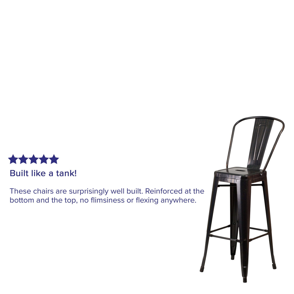 Black-Antique Gold |#| 30inch High Black-Antique Gold Metal Indoor-Outdoor Barstool with Back - Kitchen