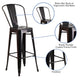 Black-Antique Gold |#| 30inch High Black-Antique Gold Metal Indoor-Outdoor Barstool with Back - Kitchen