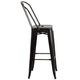 Black-Antique Gold |#| 30inch High Black-Antique Gold Metal Indoor-Outdoor Barstool with Back - Kitchen