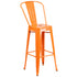 Commercial Grade 30" High Metal Indoor-Outdoor Barstool with Back