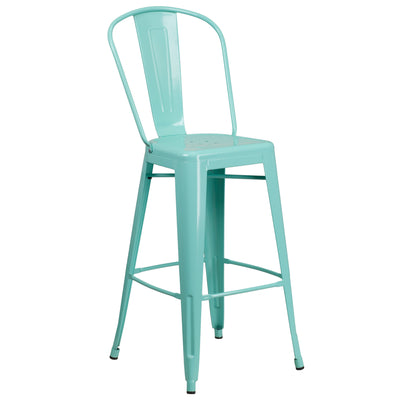 Commercial Grade 30" High Metal Indoor-Outdoor Barstool with Back - View 1
