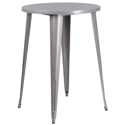 Commercial Grade 30" Round Metal Indoor-Outdoor Bar Height Table - View 1