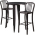 Commercial Grade 30" Round Metal Indoor-Outdoor Bar Table Set with 2 Vertical Slat Back Stools