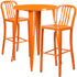 Commercial Grade 30" Round Metal Indoor-Outdoor Bar Table Set with 2 Vertical Slat Back Stools