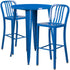 Commercial Grade 30" Round Metal Indoor-Outdoor Bar Table Set with 2 Vertical Slat Back Stools