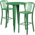 Commercial Grade 30" Round Metal Indoor-Outdoor Bar Table Set with 2 Vertical Slat Back Stools