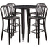 Commercial Grade 30" Round Metal Indoor-Outdoor Bar Table Set with 4 Vertical Slat Back Stools