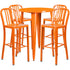 Commercial Grade 30" Round Metal Indoor-Outdoor Bar Table Set with 4 Vertical Slat Back Stools