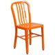 Orange |#| 30inch Round Orange Metal Indoor-Outdoor Table Set with 2 Vertical Slat Back Chairs