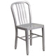 Silver |#| 30inch Round Silver Metal Indoor-Outdoor Table Set with 2 Vertical Slat Back Chairs