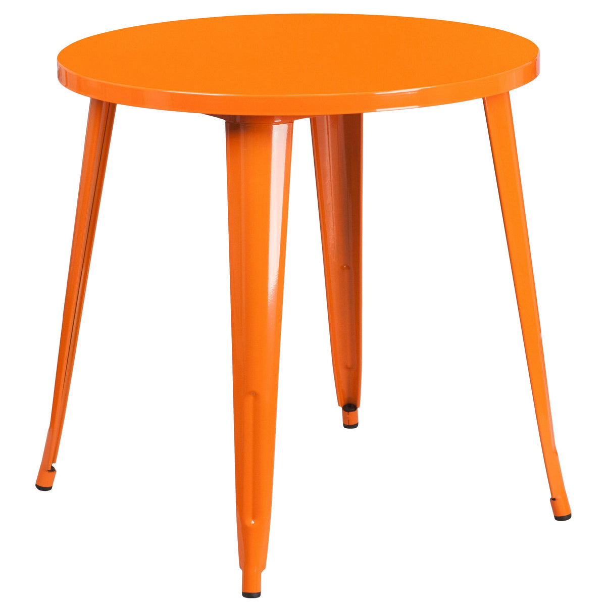 Orange |#| 30inch Round Orange Metal Indoor-Outdoor Table Set with 4 Cafe Chairs