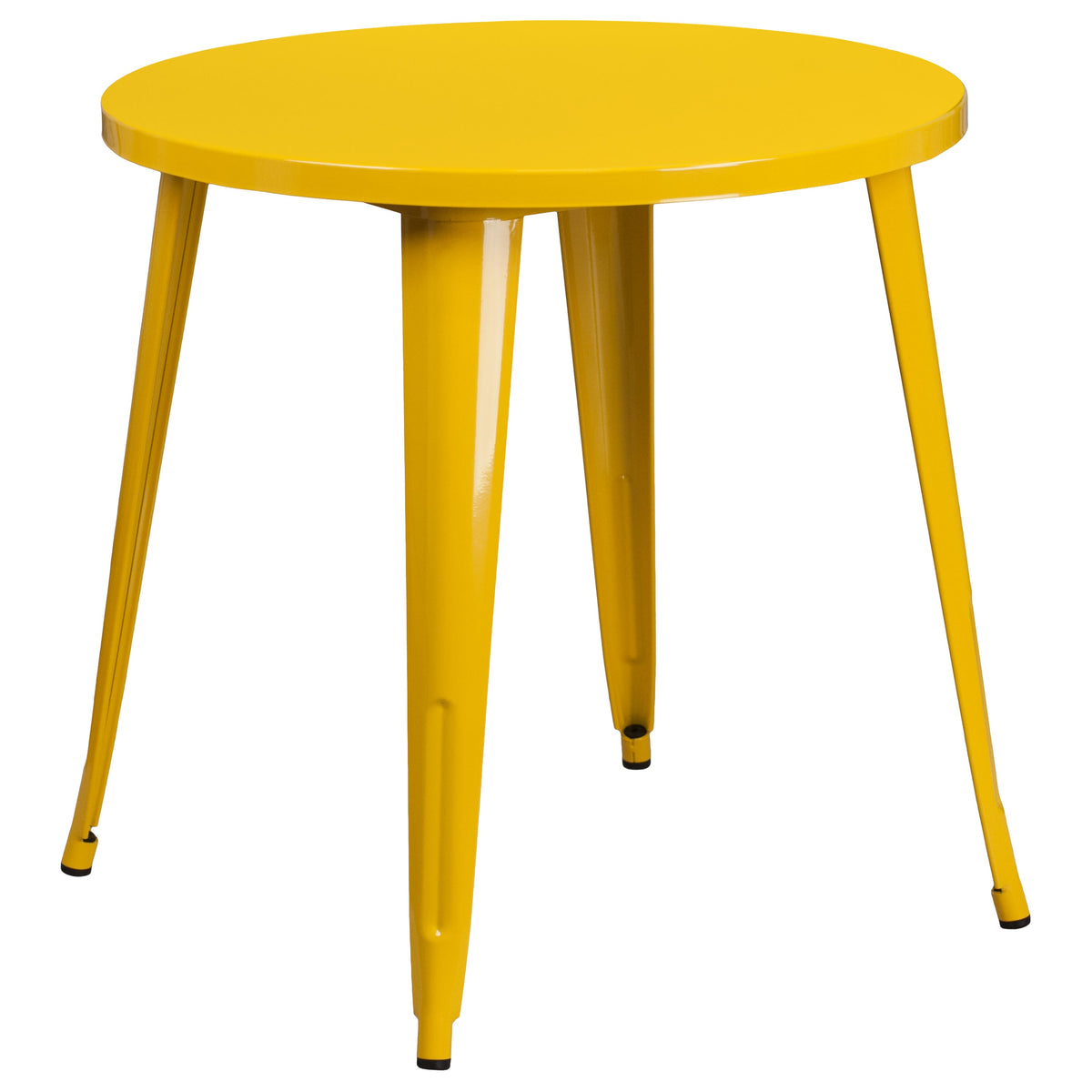 Yellow |#| 30inch Round Yellow Metal Indoor-Outdoor Table Set with 4 Cafe Chairs