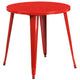 Red |#| 30inch Round Red Metal Indoor-Outdoor Table Set with 4 Cafe Chairs