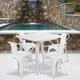 White |#| 31.5inch Square White Metal Indoor-Outdoor Table Set with 4 Arm Chairs