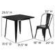 Black |#| 31.5inch Square Black Metal Indoor-Outdoor Table Set with 4 Stack Chairs