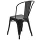 Black |#| 31.5inch Square Black Metal Indoor-Outdoor Table Set with 4 Stack Chairs