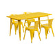 Yellow |#| 31.5inch x 63inch Rectangular Yellow Metal Indoor-Outdoor Table Set with 4 Arm Chairs