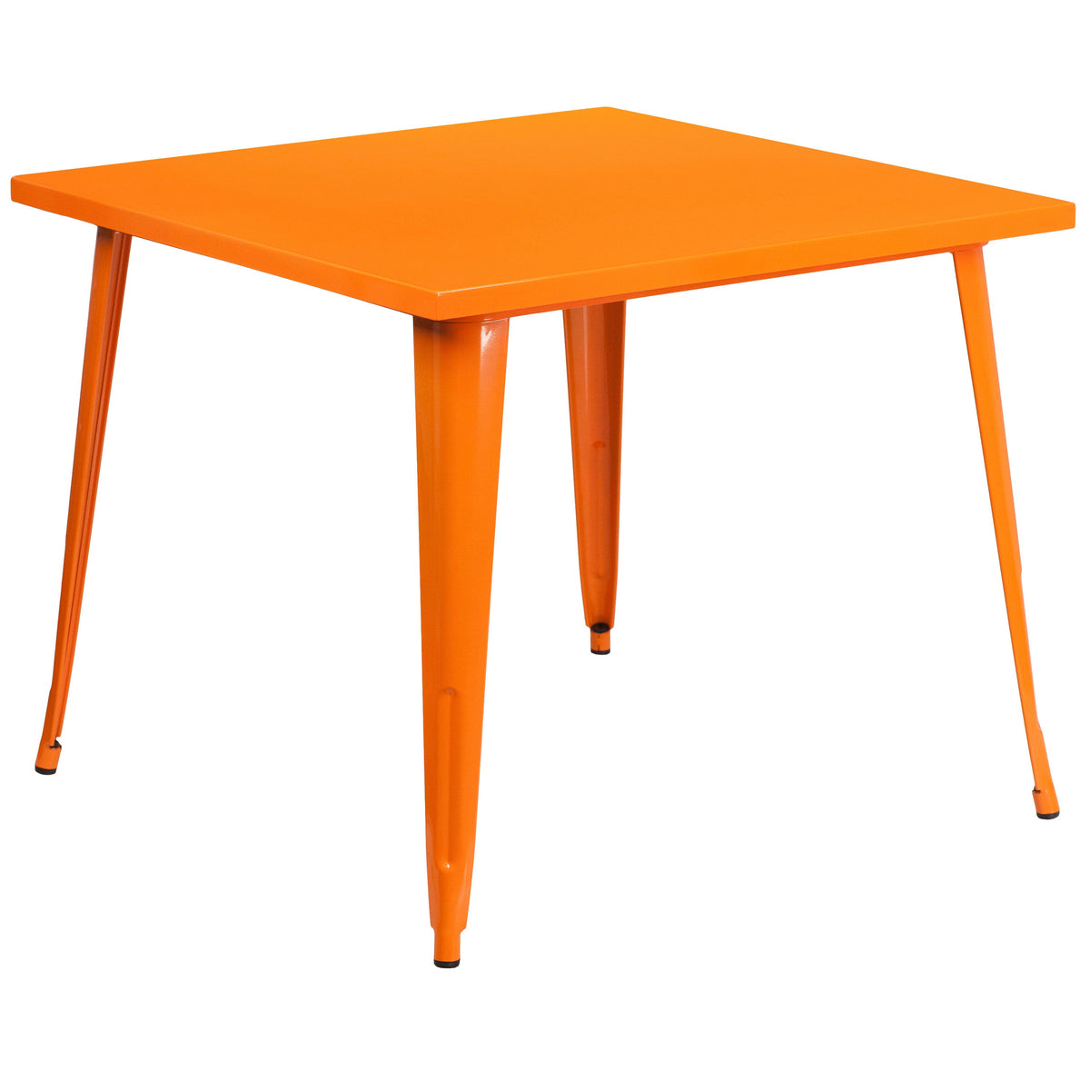 Orange |#| 35.5inch Square Orange Metal Indoor-Outdoor Table - Industrial Table