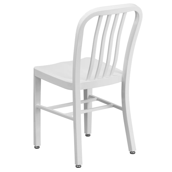 White |#| White Metal Indoor-Outdoor Chair - Kitchen Chair - Restaurant Seating