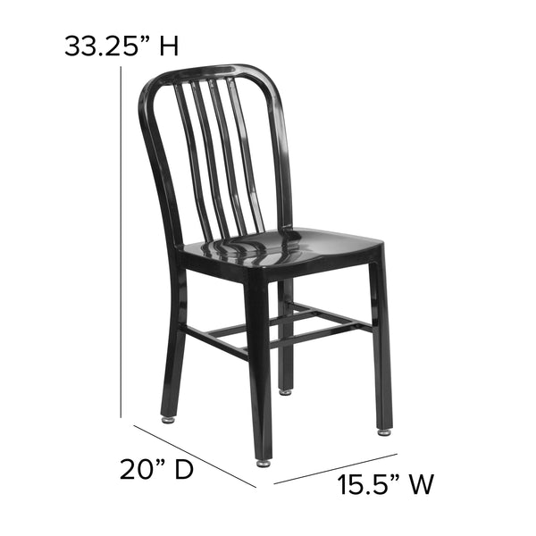 Black |#| Black Metal Indoor-Outdoor Chair - Kitchen Chair - Restaurant Seating