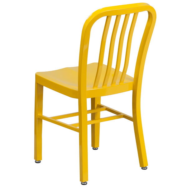 Yellow |#| Yellow Metal Indoor-Outdoor Chair -Kitchen Chair - Restaurant Seating