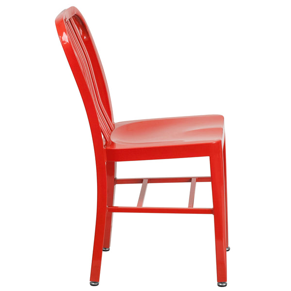 Red |#| Red Metal Indoor-Outdoor Chair - Kitchen Chair - Restaurant Seating