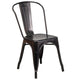 Black-Antique Gold |#| Black-Antique Gold Metal Indoor-Outdoor Stackable Chair - Restaurant Chair