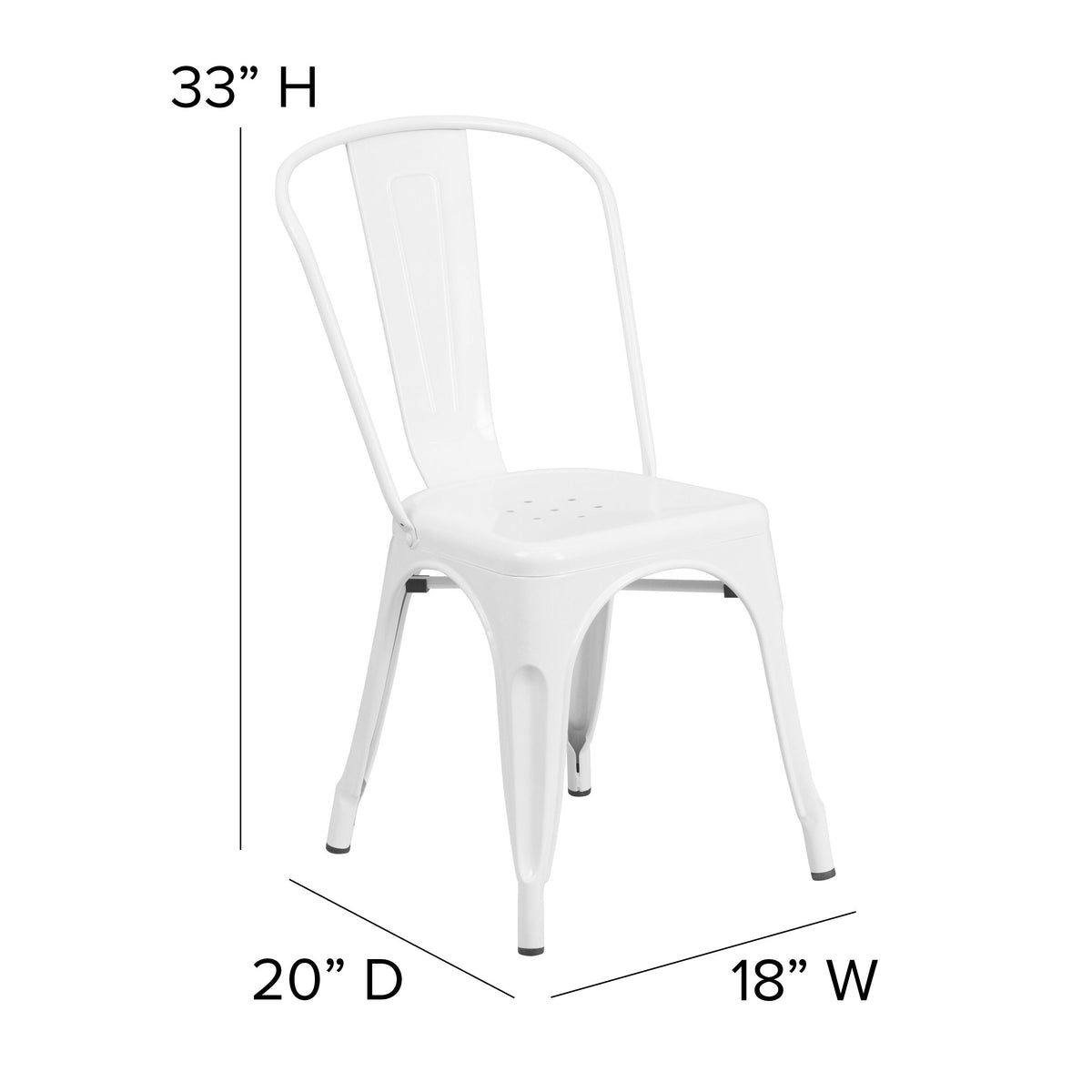 White |#| White Metal Indoor-Outdoor Stackable Chair - Restaurant Chair - Bistro Chair