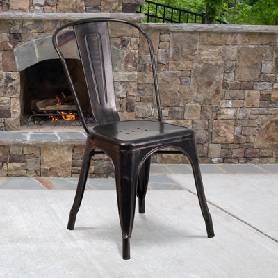 Commercial Grade Metal Indoor-Outdoor Stackable Chair - View 2