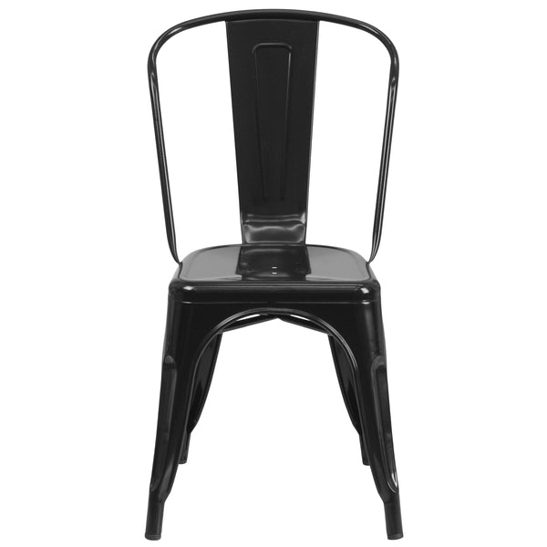 Black |#| Black Metal Indoor-Outdoor Stackable Chair - Restaurant Chair - Bistro Chair