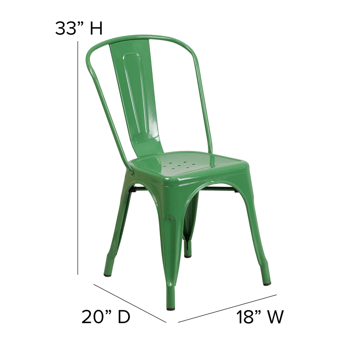 Green |#| Green Metal Indoor-Outdoor Stackable Chair - Restaurant Chair - Bistro Chair