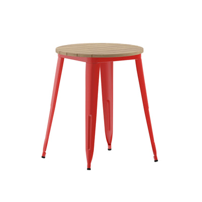 Declan Commercial Grade Indoor/Outdoor Dining Table, 23.75" Round All Weather Poly Resin Top with Steel Base - View 1